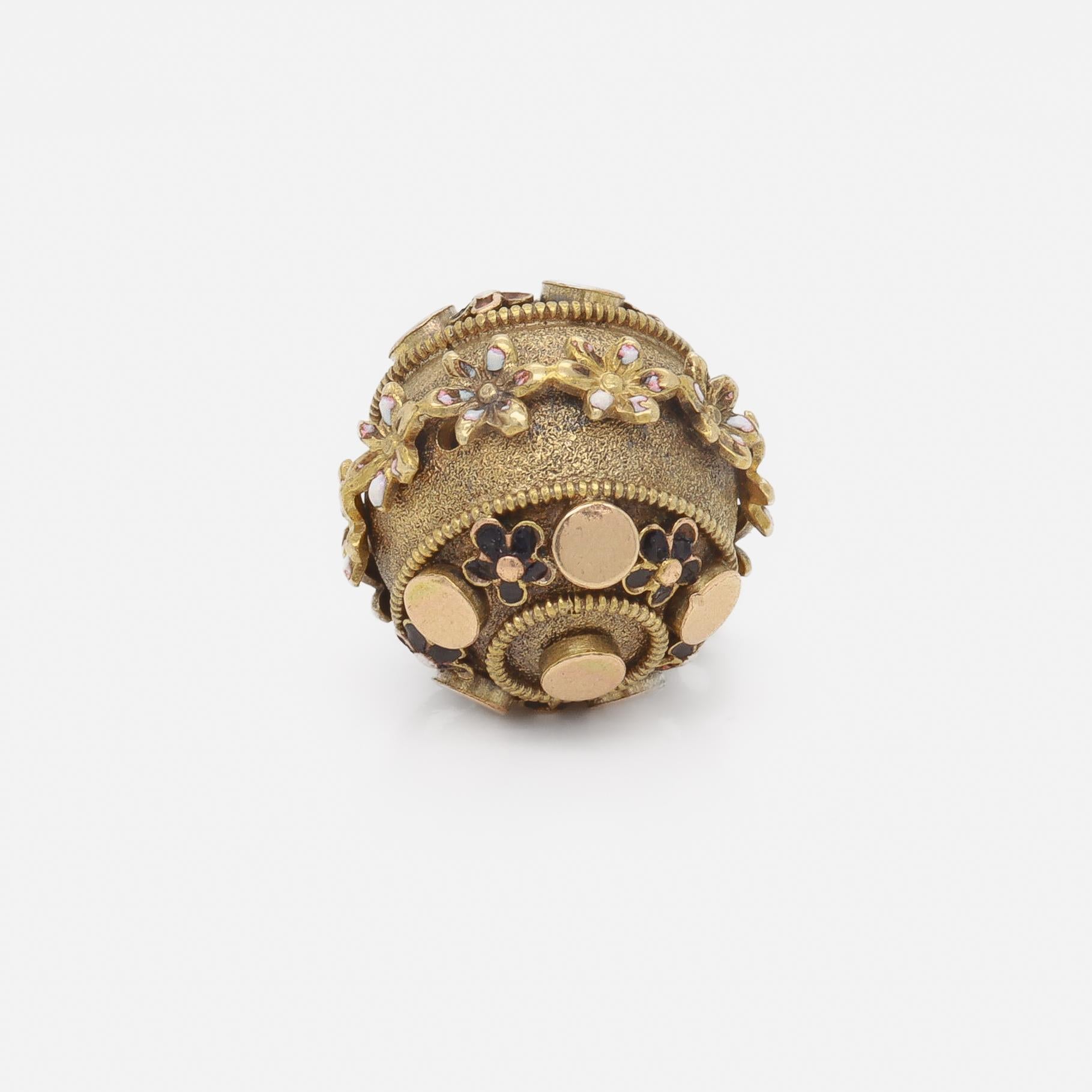 Antique Victorian / Aesthetic Gold-Filled & Enamel Watch Fob / Charm with Enamel For Sale 3