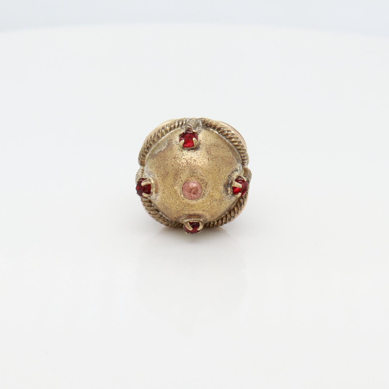 Antique Victorian/Aesthetic Gold-Filled & Enamel Watch Fob/Charm with Garnets 5