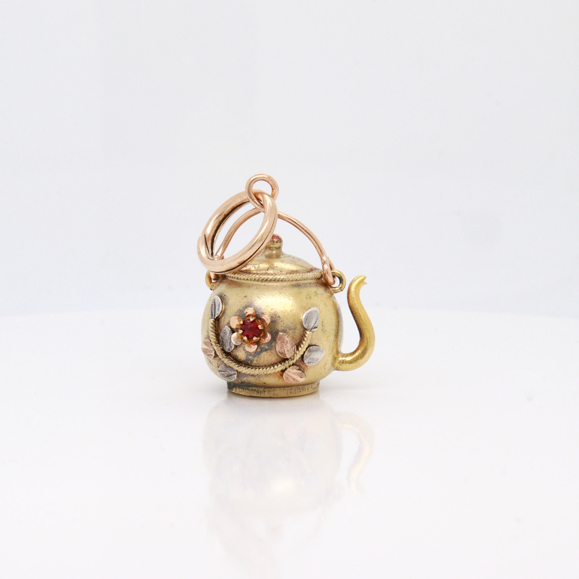 Antique Victorian / Aesthetic Gold-Filled Figural Teapot Watch Fob / Charm For Sale 2