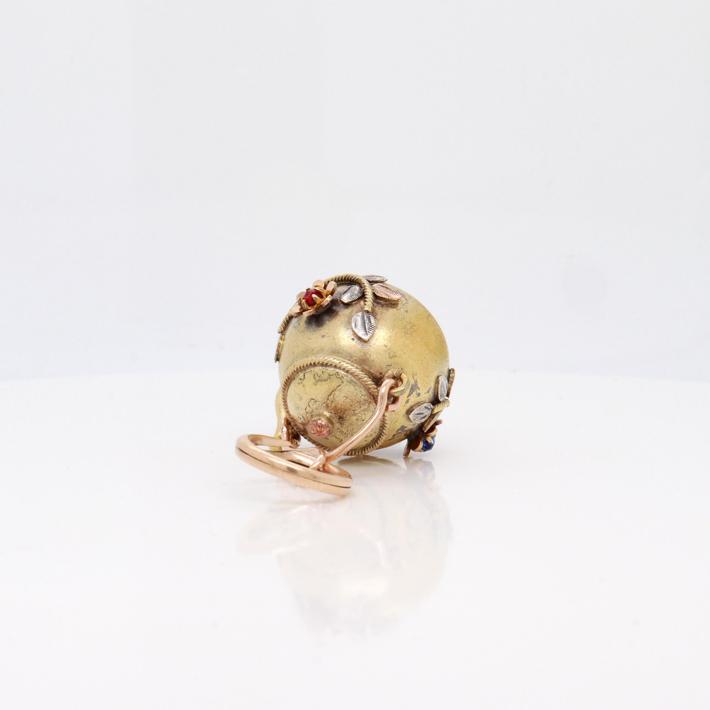 Antique Victorian / Aesthetic Gold-Filled Figural Teapot Watch Fob / Charm For Sale 4