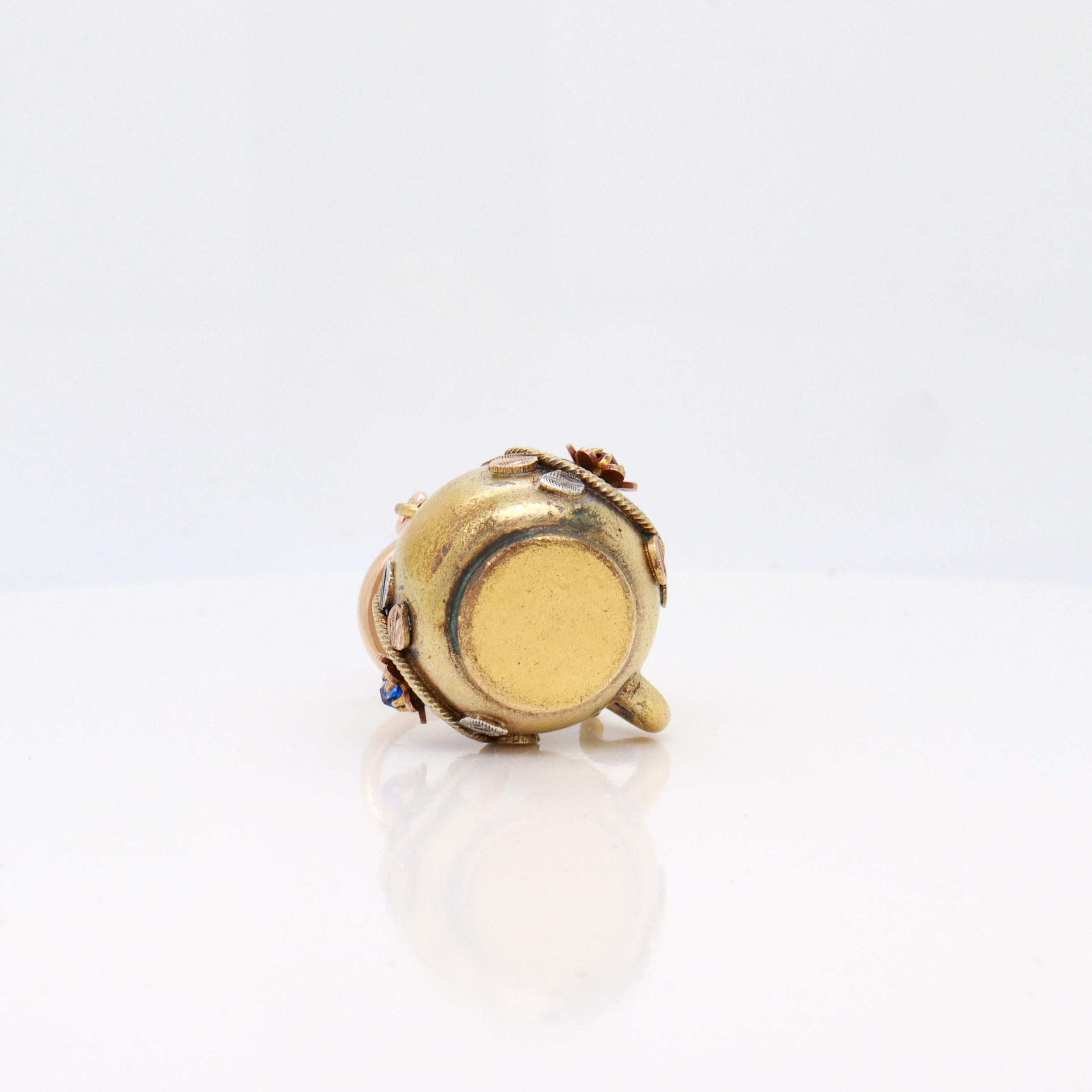 Antique Victorian / Aesthetic Gold-Filled Figural Teapot Watch Fob / Charm For Sale 5