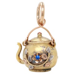 Antique Victorian / Aesthetic Gold-Filled Figural Teapot Watch Fob / Charm