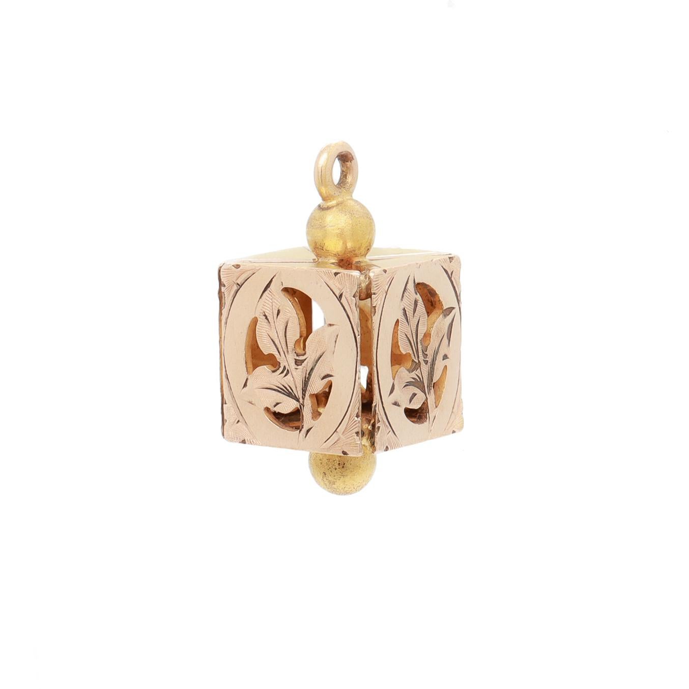 Women's or Men's Antique Victorian / Aesthetic Gold-Filled Watch Fob / Charm with Leaf Motifs For Sale