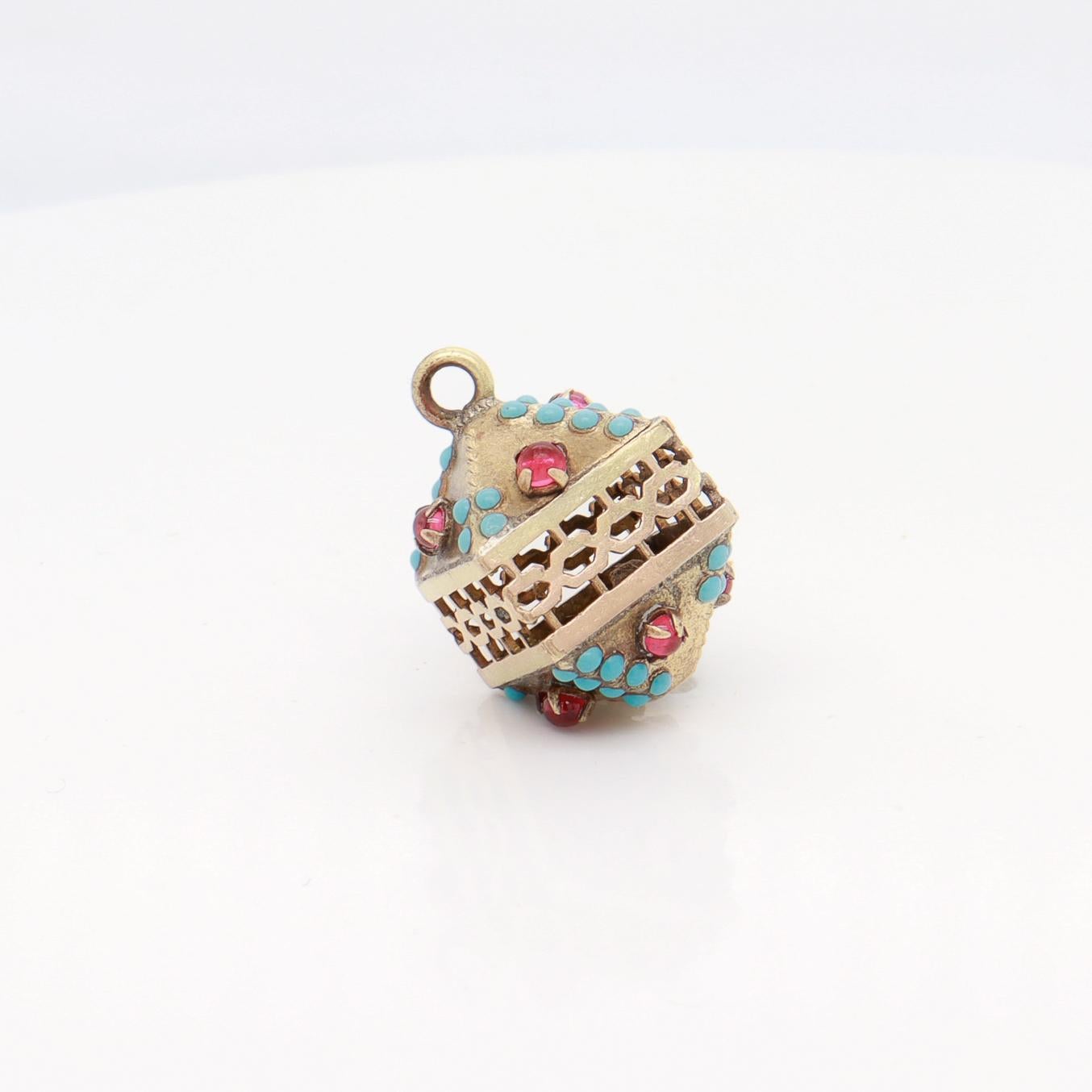 Antique Victorian / Aesthetic Gold-Filled Watch Fob/Charm with Turquoise & Glass im Angebot 4