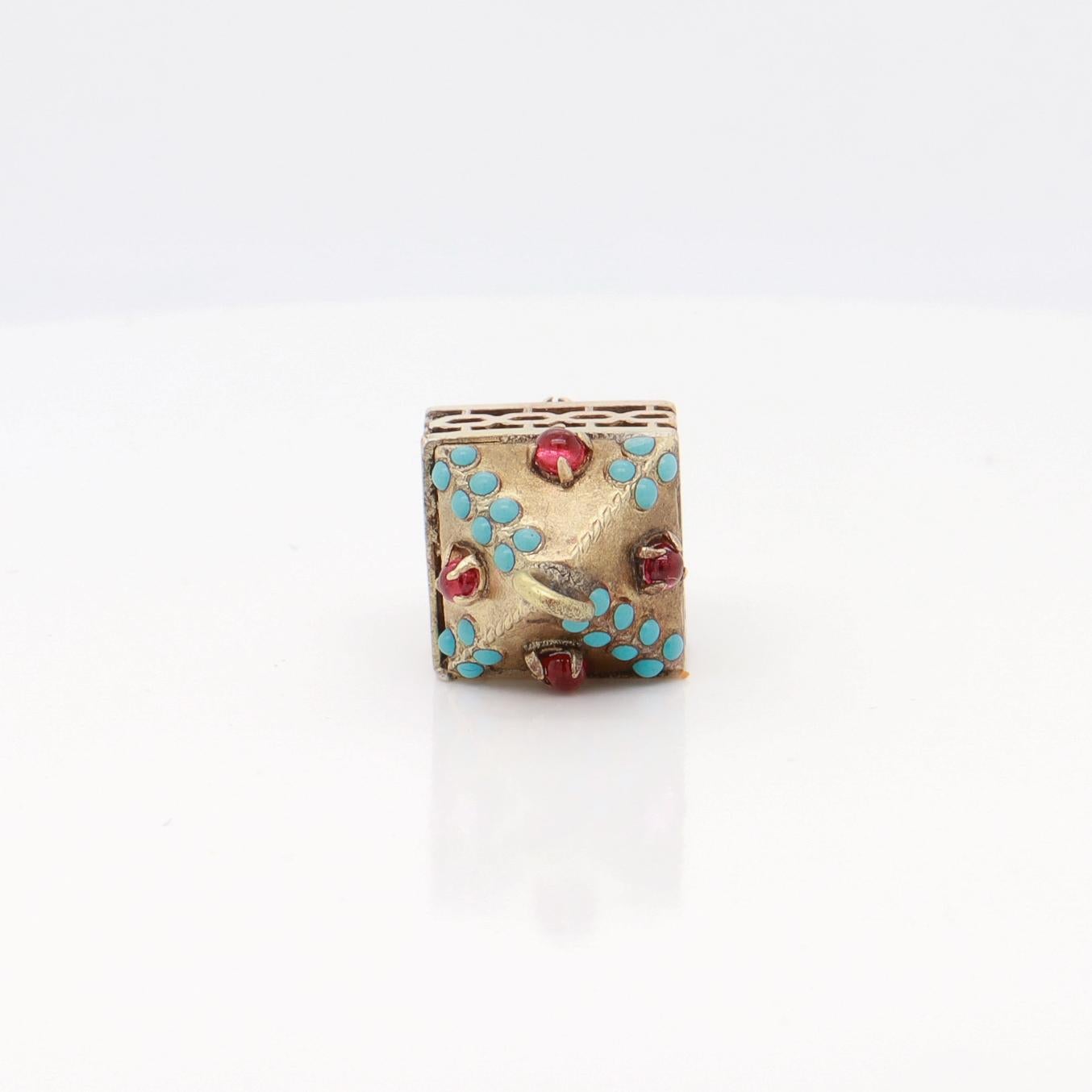 Antique Victorian / Aesthetic Gold-Filled Watch Fob/Charm with Turquoise & Glass im Angebot 5