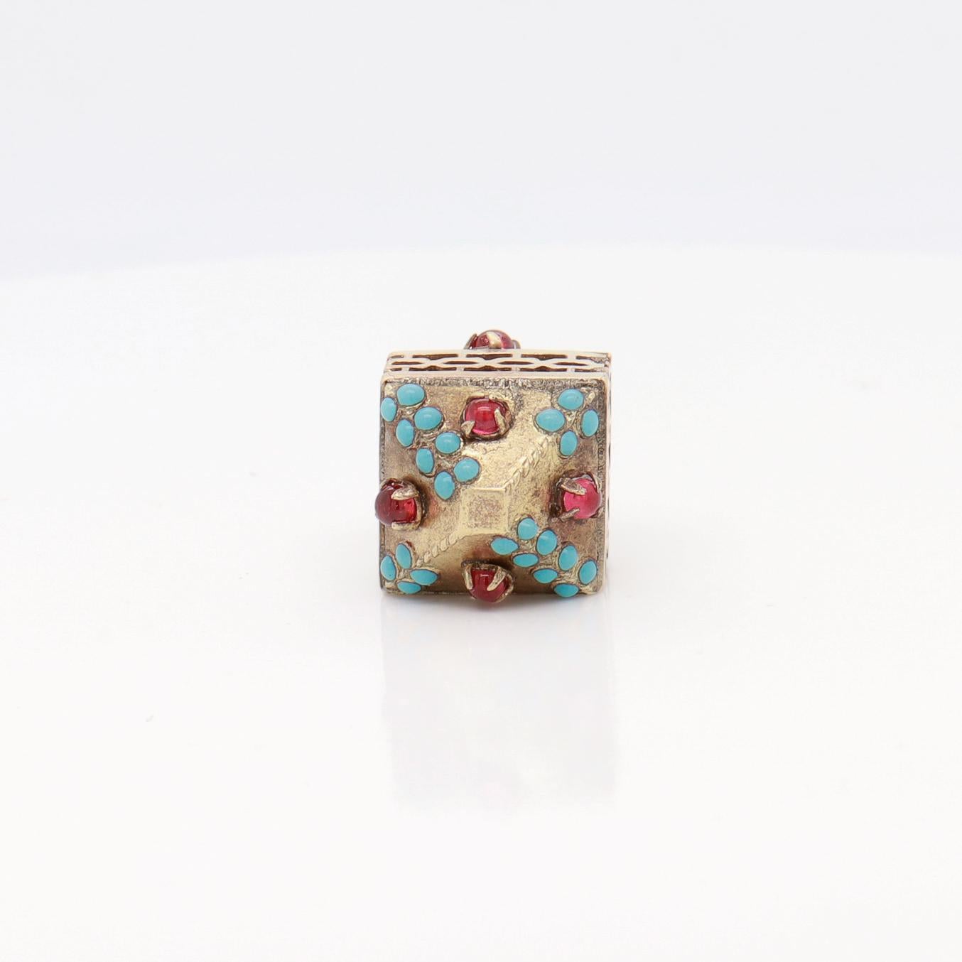 Antique Victorian / Aesthetic Gold-Filled Watch Fob/Charm with Turquoise & Glass im Angebot 6