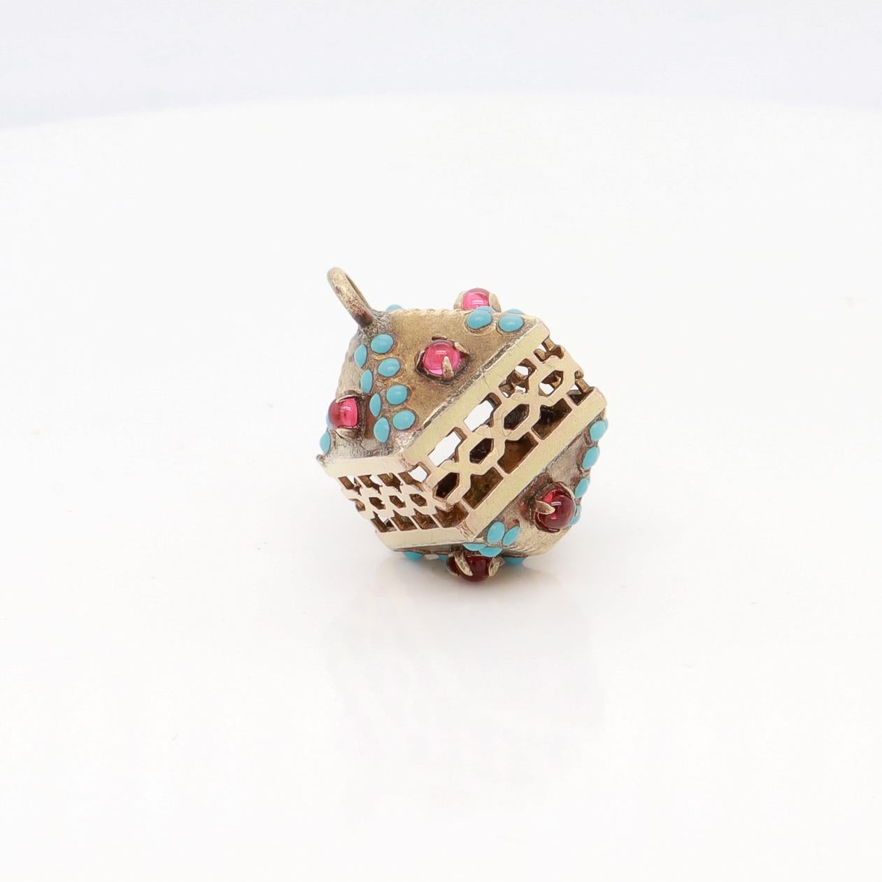 Antique Victorian / Aesthetic Gold-Filled Watch Fob/Charm with Turquoise & Glass im Angebot 3
