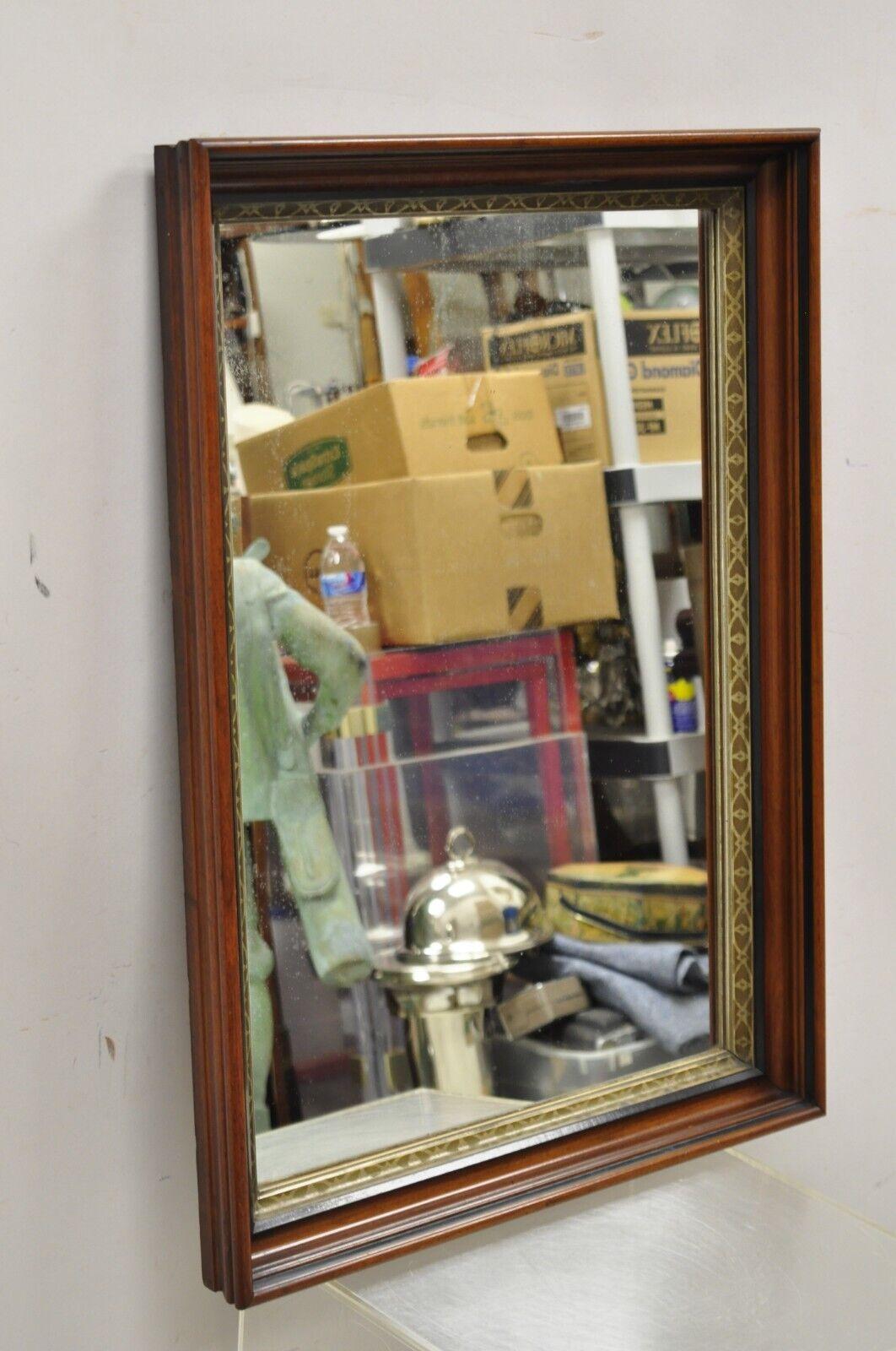 Antique Victorian Aesthetic Mahogany Deep Frame Shadow Box Wall Mirror 31 x 23. Item, features a deep shadow box, solid mahogany frame, gold gilt details, beautiful wood grain, very nice antique item, quality craftsmanship, great style and form.