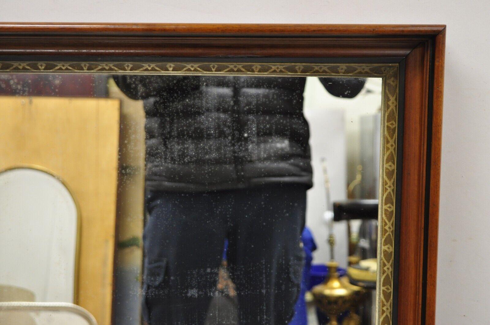 Antique Victorian Aesthetic Mahogany Deep Frame Shadow Box Wall Mirror 31 x 23 In Good Condition For Sale In Philadelphia, PA