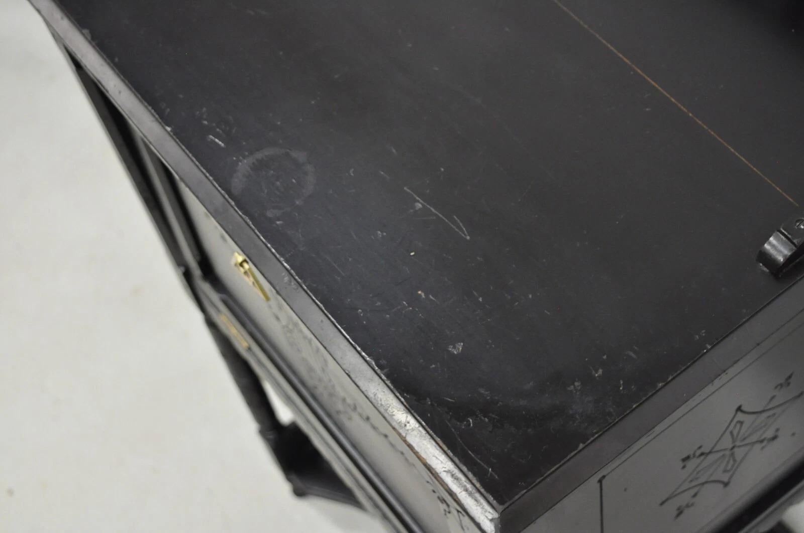 Antique Victorian Aesthetic Movement Black Ebonized Music Stand Side Table For Sale 5