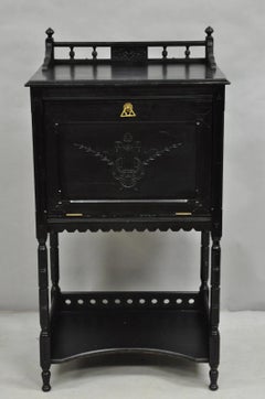 Antique Victorian Aesthetic Movement Black Ebonized Music Stand Side Table