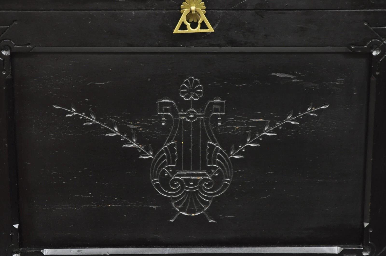 19th Century Antique Victorian Aesthetic Movement Black Ebonized Music Stand Side Table For Sale