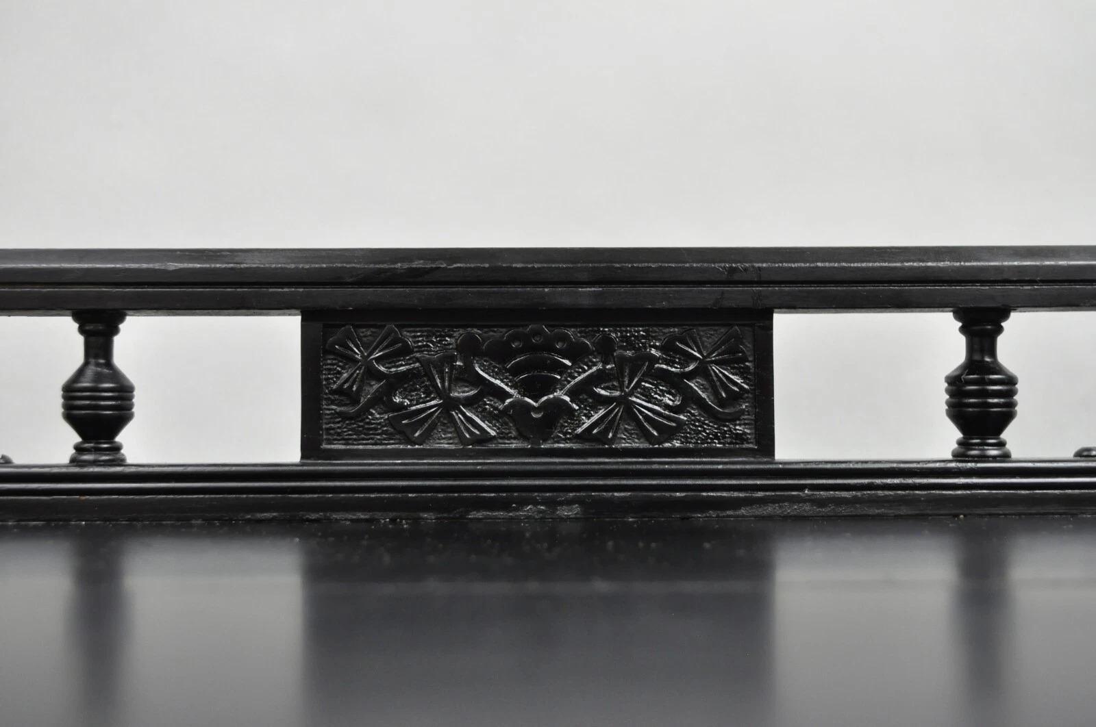 Wood Antique Victorian Aesthetic Movement Black Ebonized Music Stand Side Table For Sale