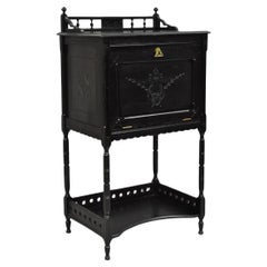 Antique Victorian Aesthetic Movement Black Ebonized Music Stand Side Table