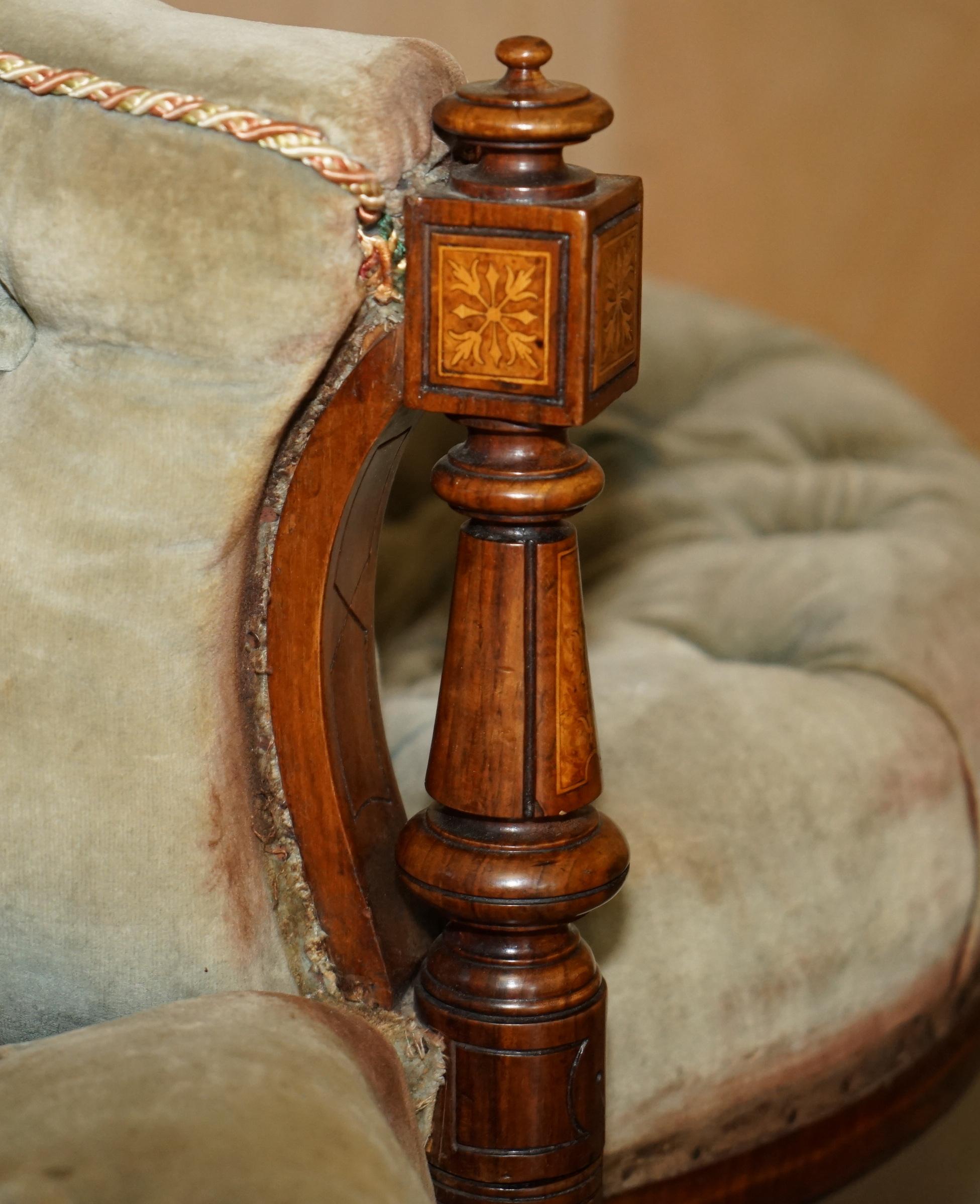 ANTIQUE ViCTORIAN AESTHETIC MOVEMENT BURR WALNUT TETE A TETE CONVERSATION SOFA im Angebot 4