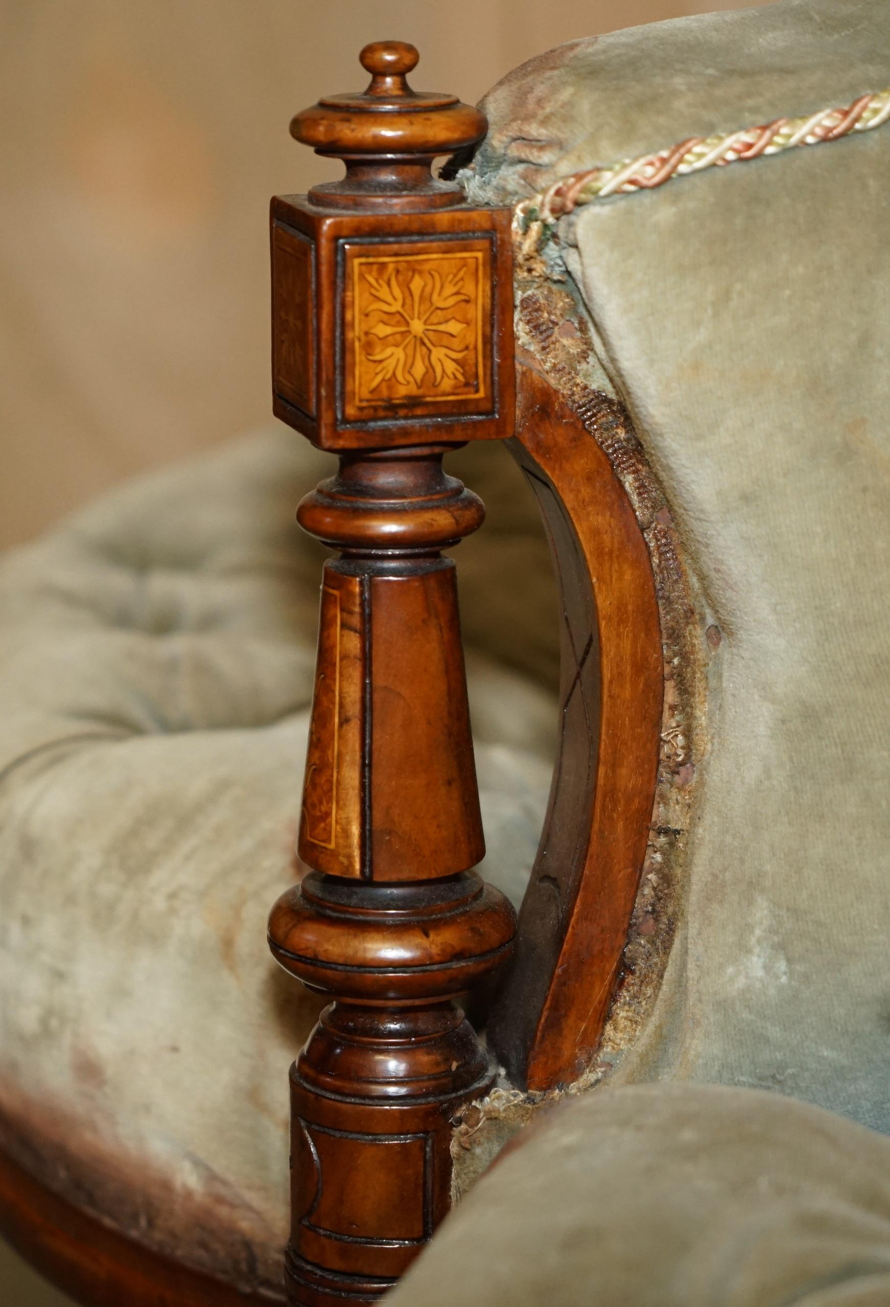 ANTIQUE ViCTORIAN AESTHETIC MOVEMENT BURR WALNUT TETE A TETE CONVERSATION SOFA im Angebot 5