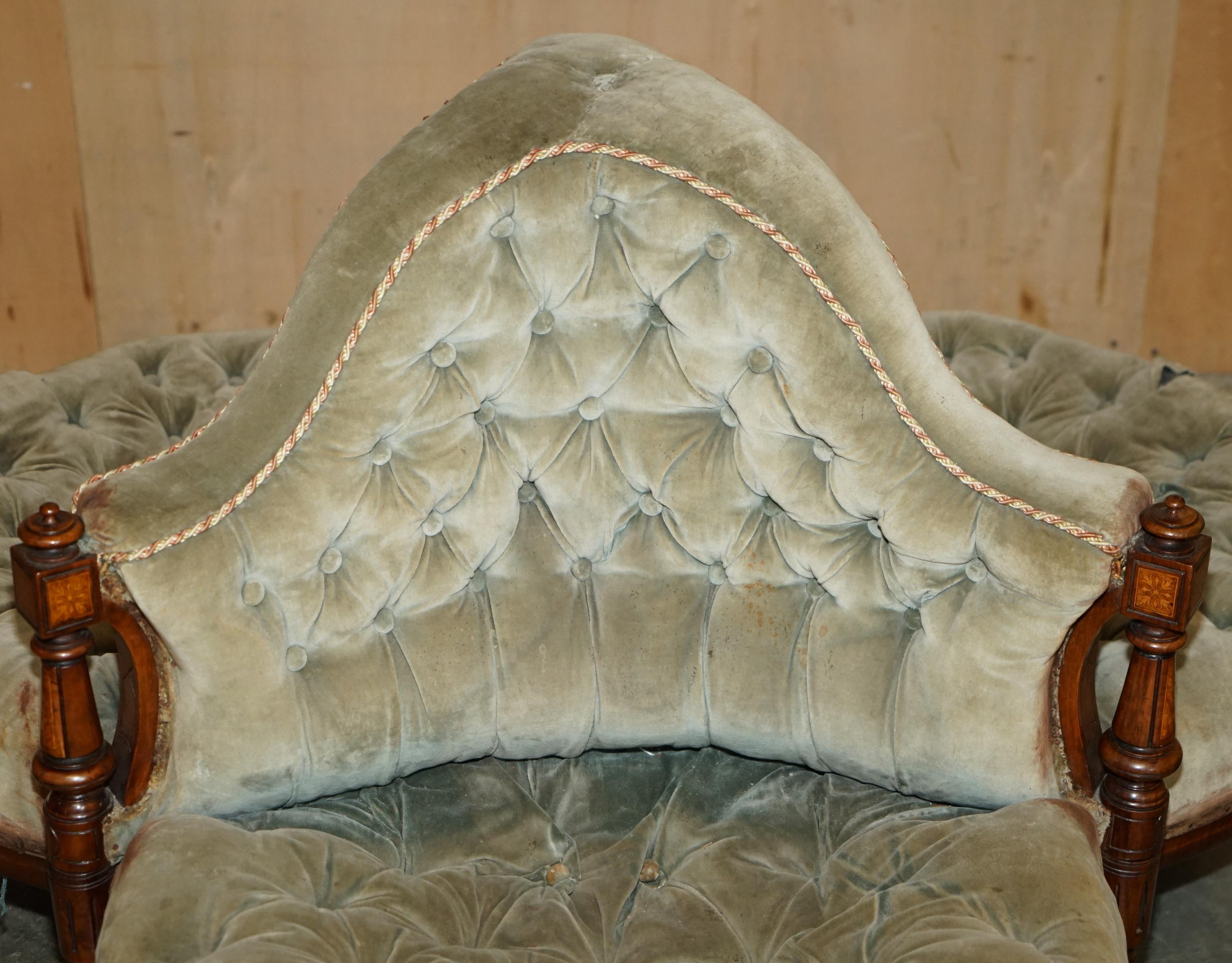ANTIQUE ViCTORIAN AESTHETIC MOVEMENT BURR WALNUT TETE A TETE CONVERSATION SOFA im Angebot 8