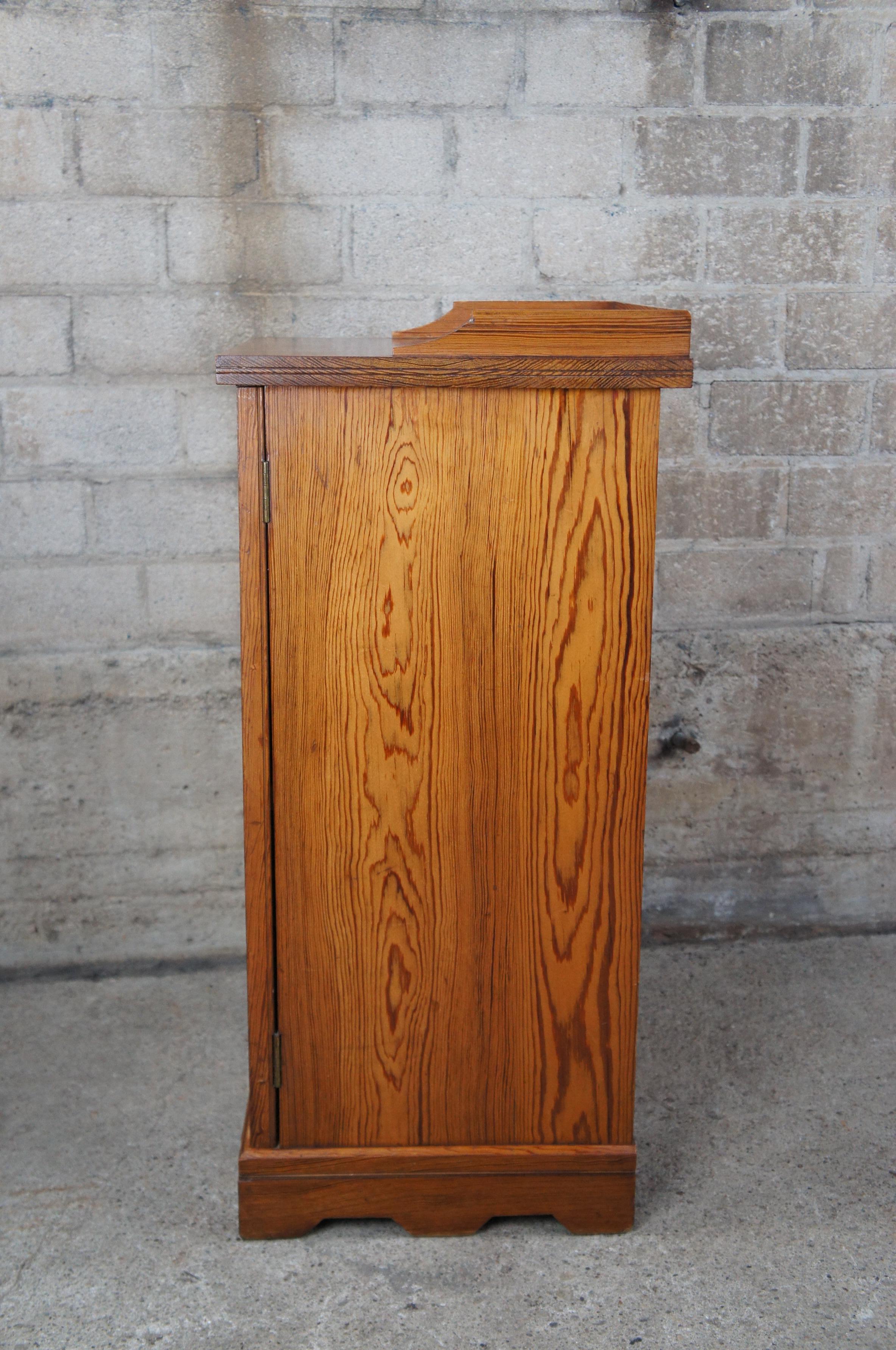 Antique Victorian Aesthetic Movement Curly Pine Bedside Table Cabinet Nightstand 5