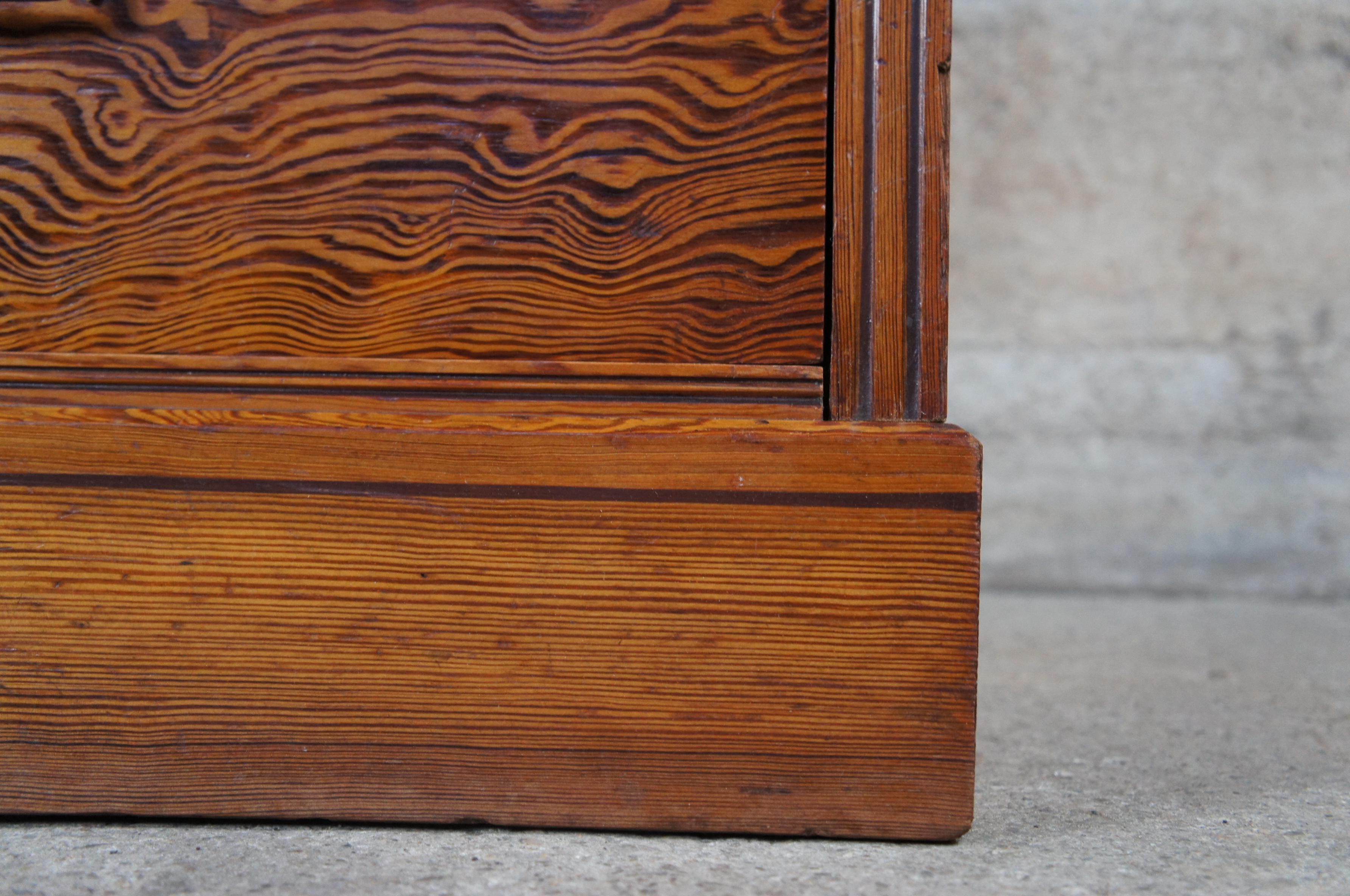 Antique Victorian Aesthetic Movement Curly Pine Chest of Drawers Dresser VR Lock 5
