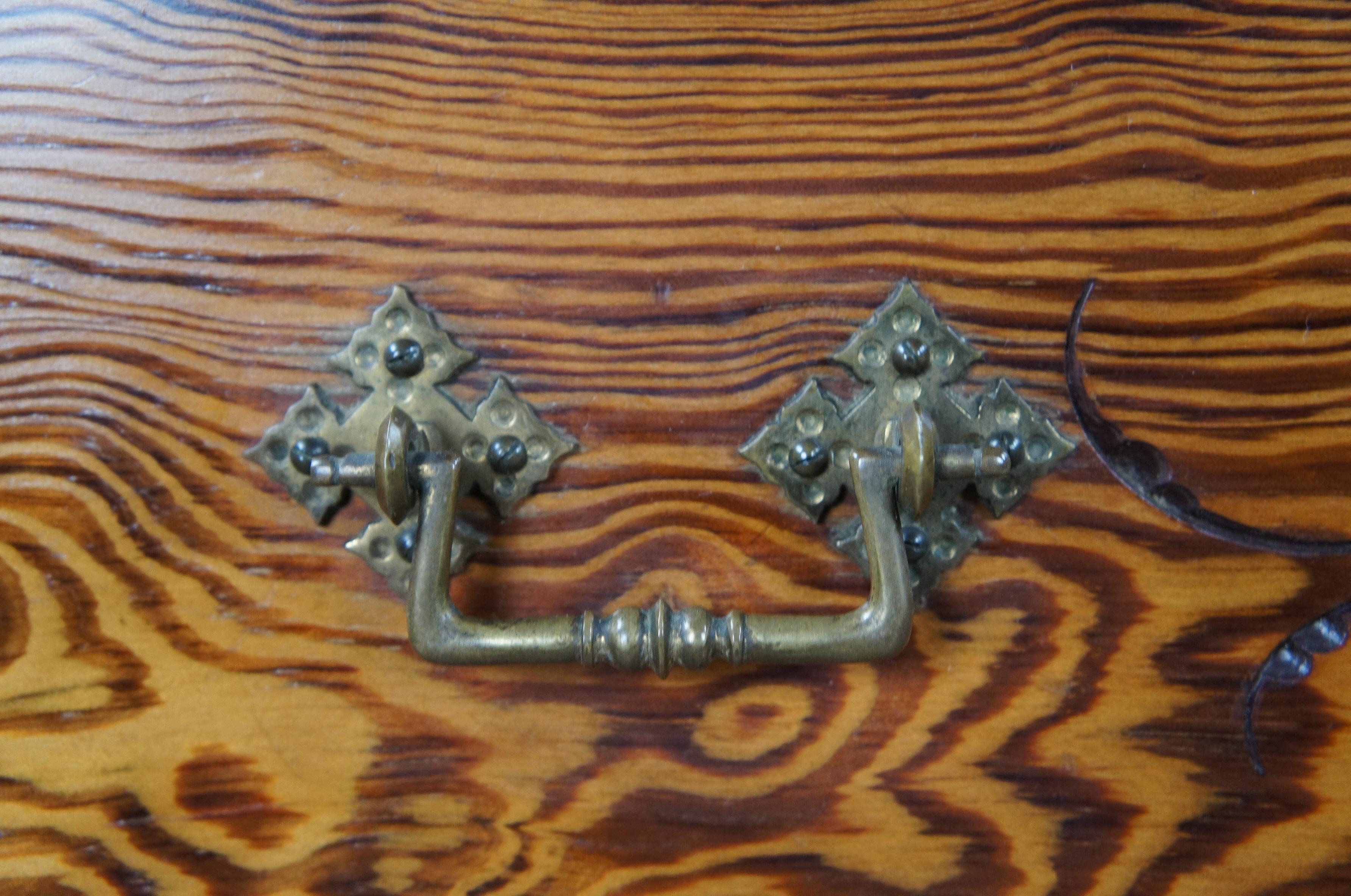 Antique Victorian Aesthetic Movement Curly Pine Chest of Drawers Dresser VR Lock 1