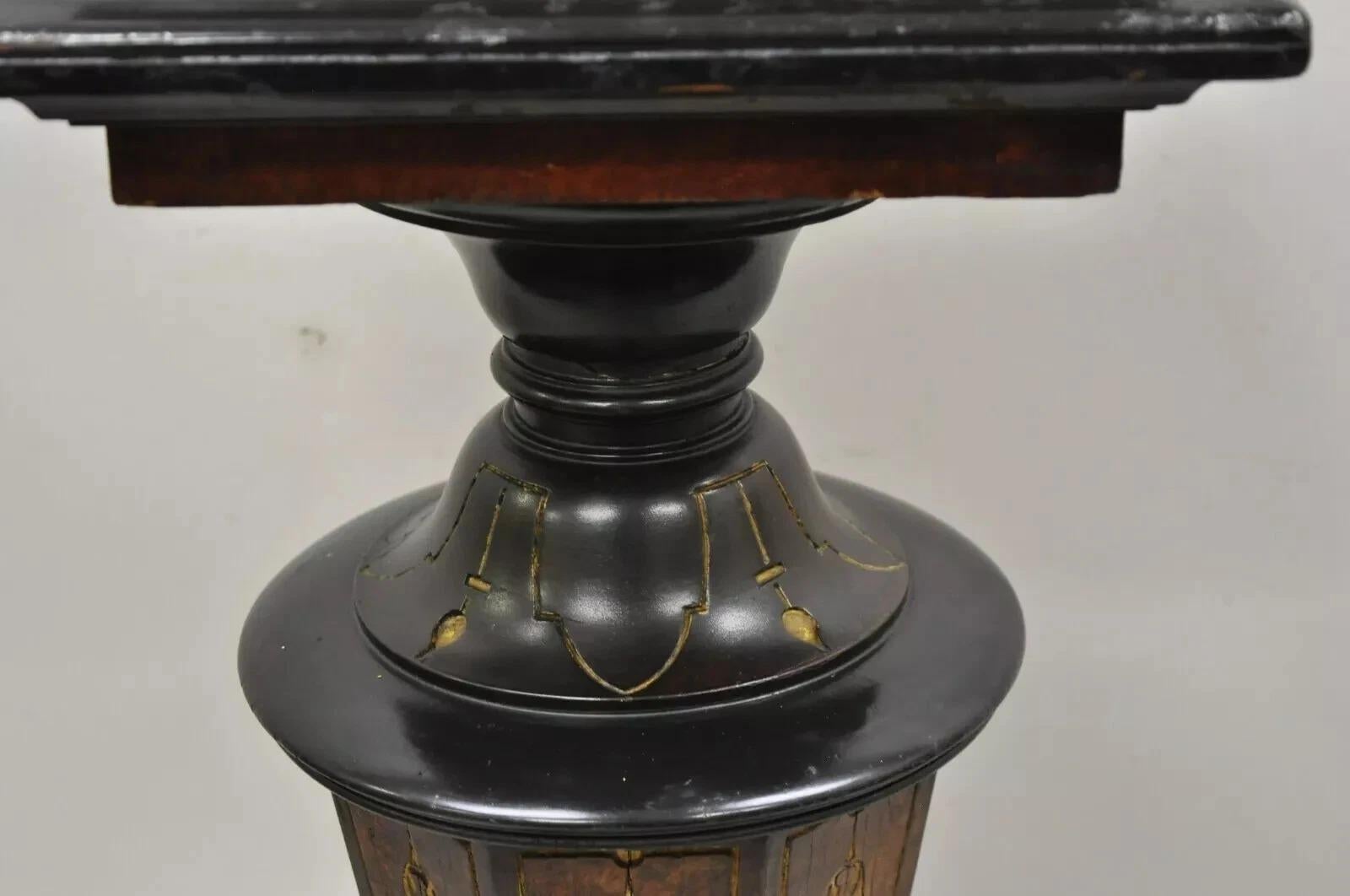 Antike viktorianische Aesthetic Movement Ebonized Marmor Top Pedestal Bust Stand im Angebot 6
