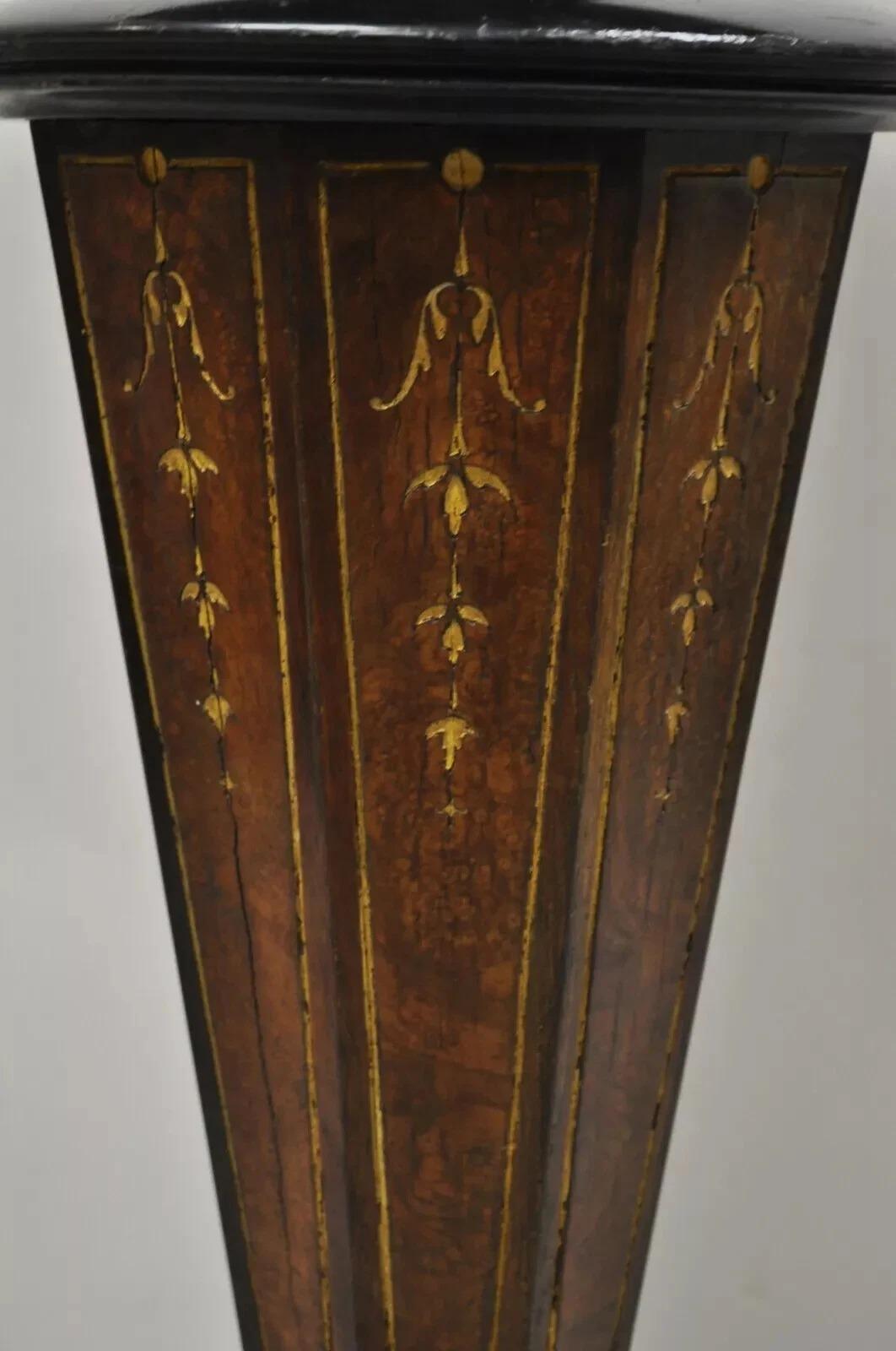 Antike viktorianische Aesthetic Movement Ebonized Marmor Top Pedestal Bust Stand (Viktorianisch) im Angebot