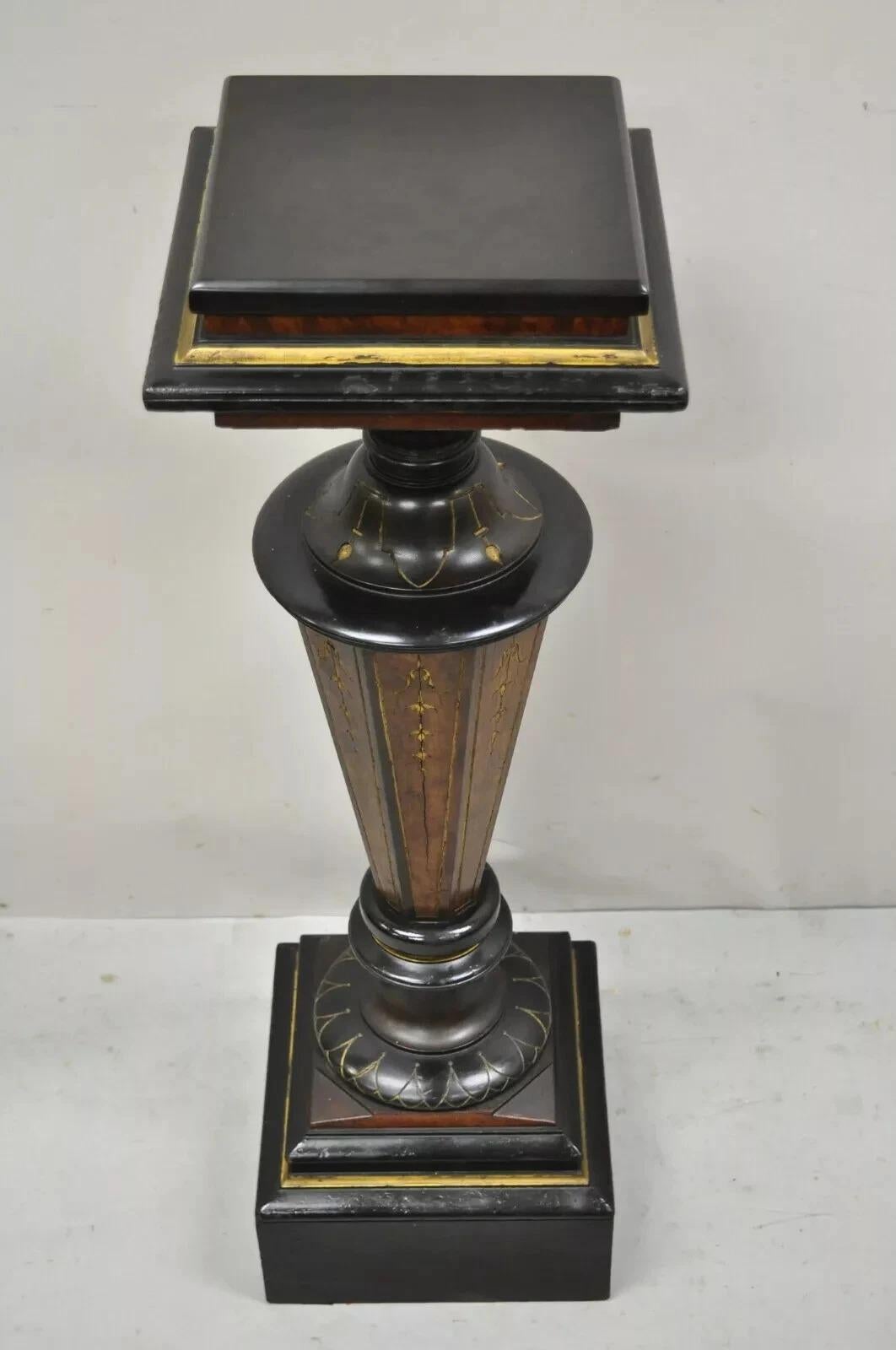 Antike viktorianische Aesthetic Movement Ebonized Marmor Top Pedestal Bust Stand (19. Jahrhundert) im Angebot