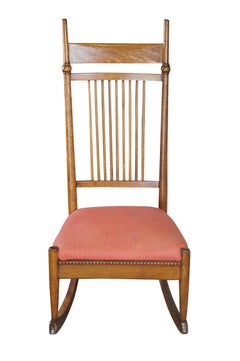 Antiguo Victorian Aesthetic Movement E.W. Mecedora mecedora de roble estilo Godwin