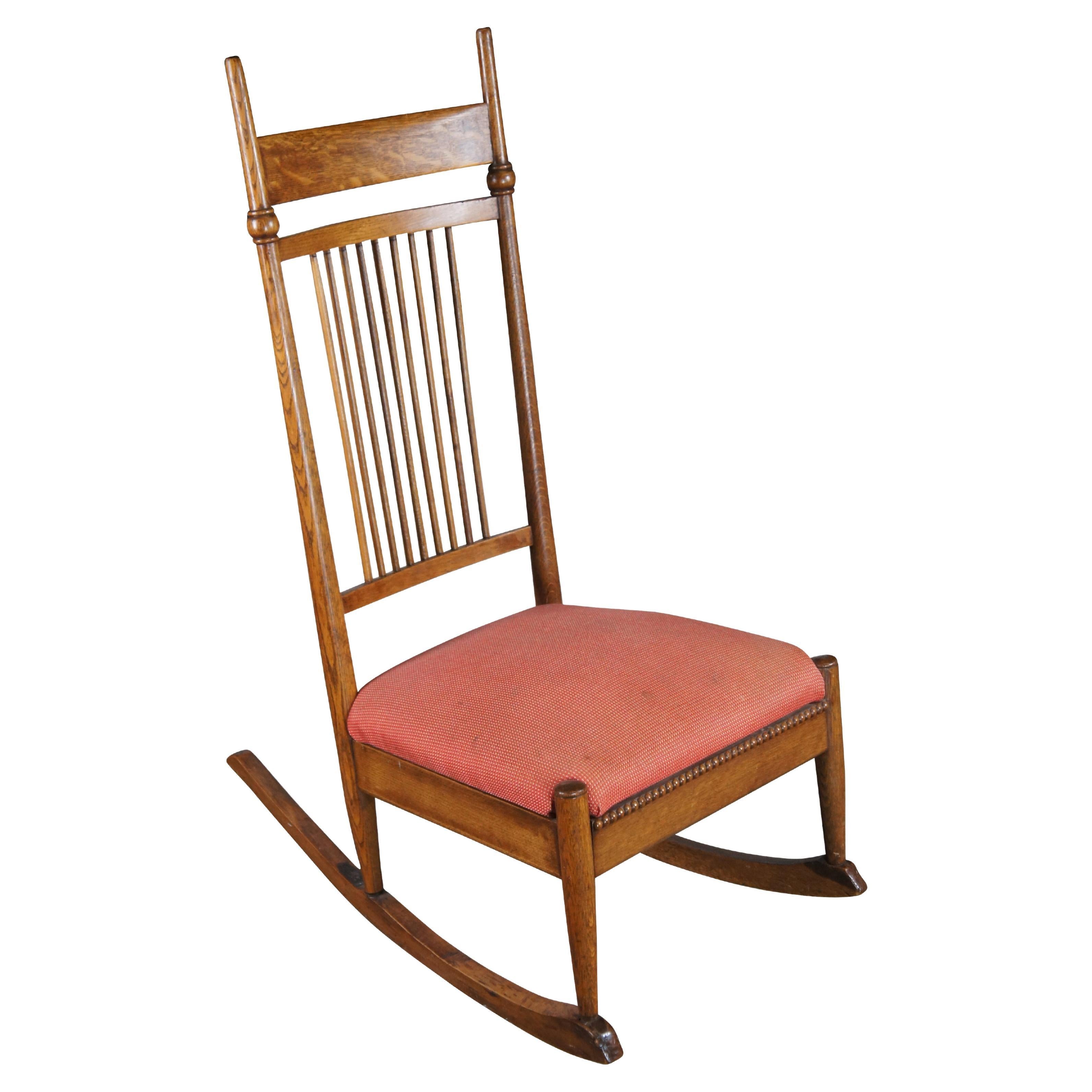 Antique Victorian Aesthetic Movement E.W. Godwin-Style Oak Rocking Chair Rocker