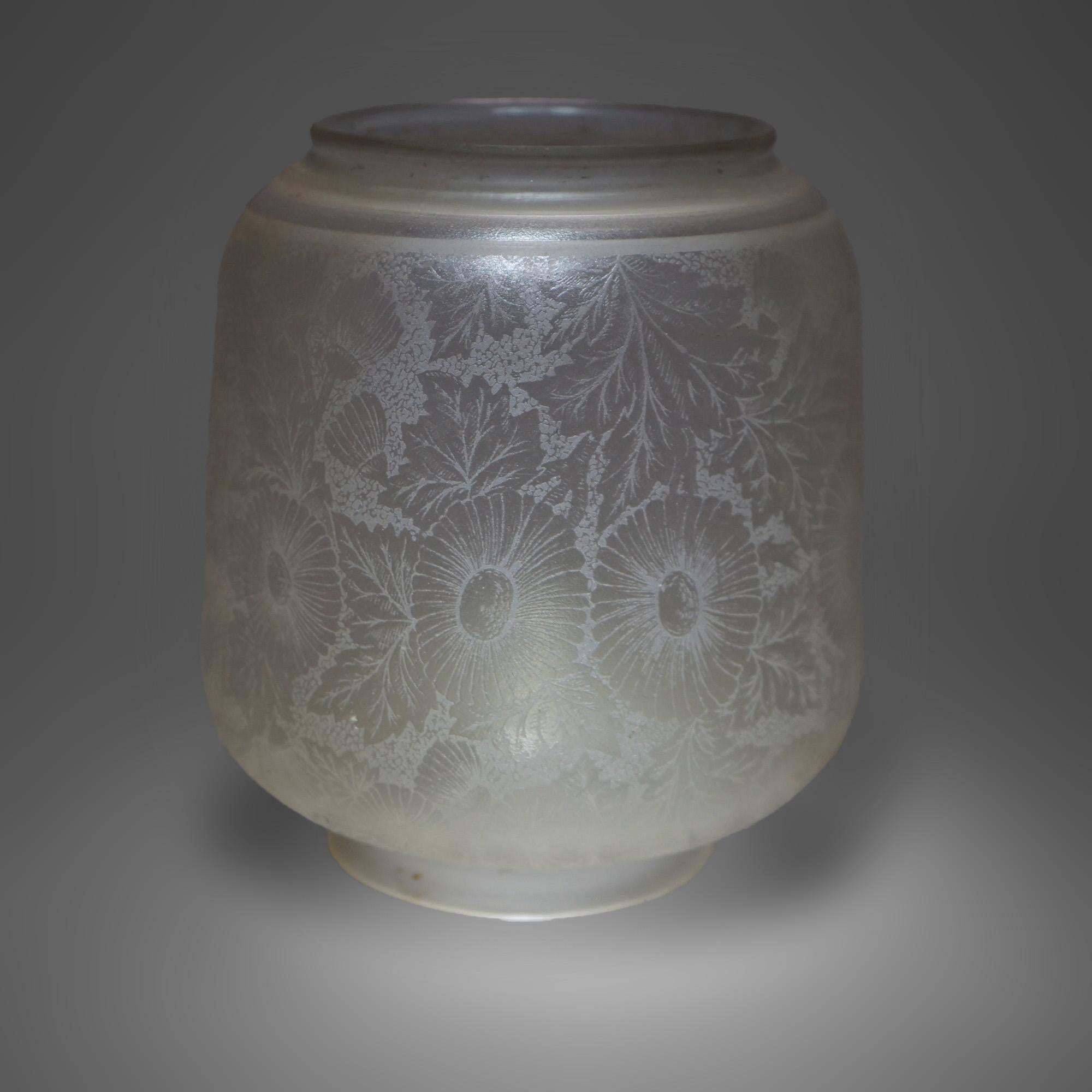 Antique Victorian Aesthetic Movement Floral Etched Glass Gas Shade Circa 1890 For Sale 1