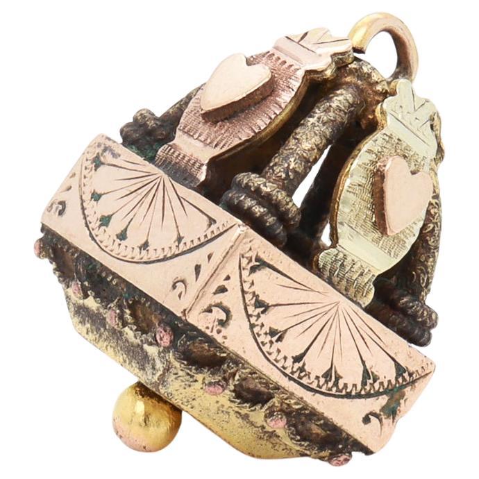 Antique Victorian/Aesthetic Movement Gold-Filled Architectural Watch Fob / Charm