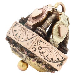 Antique Victorian/Aesthetic Movement Gold-Filled Architectural Watch Fob / Charm