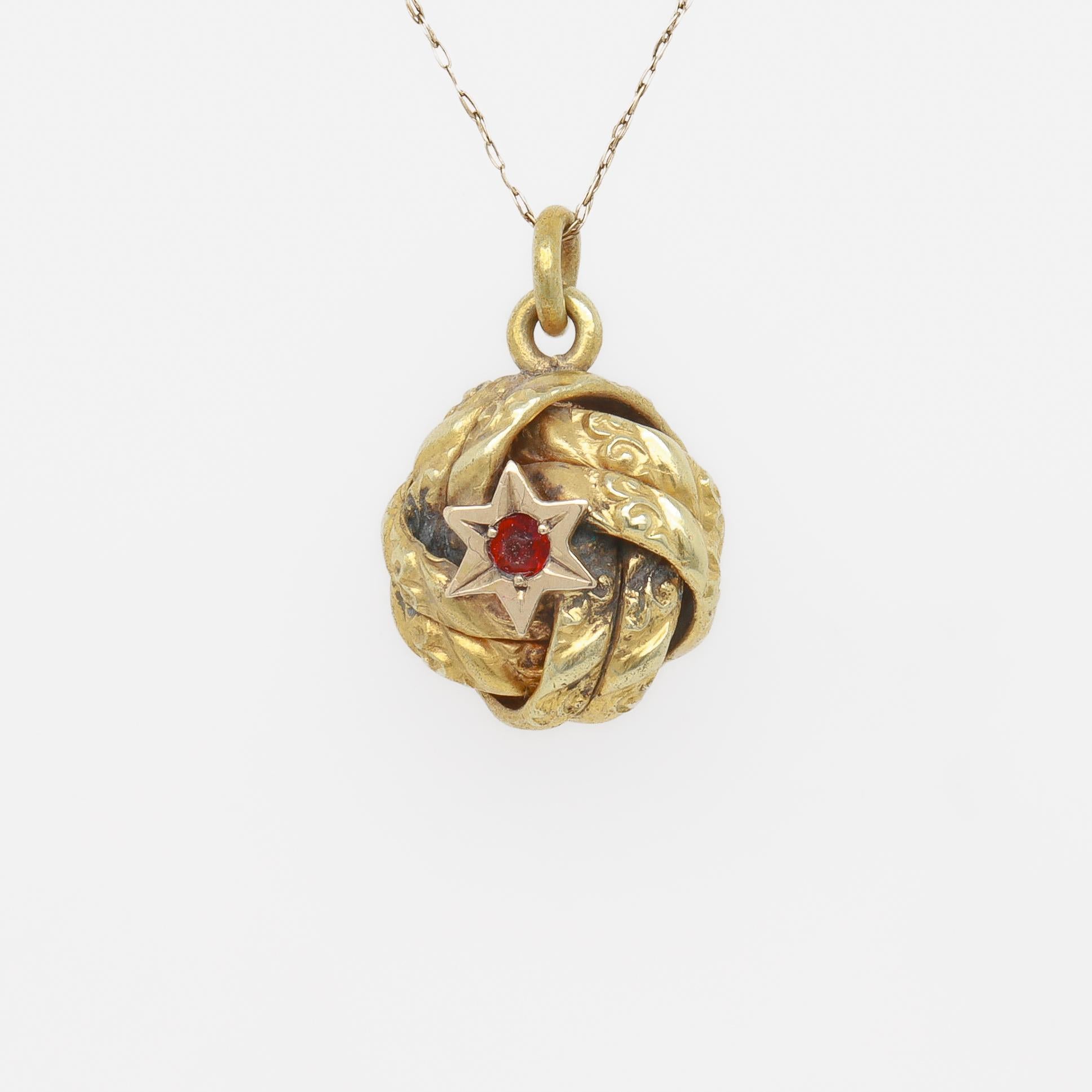 Women's or Men's Antique Victorian / Aesthetic Movement Gold-Filled Love Knot Watch Fob or Charm For Sale