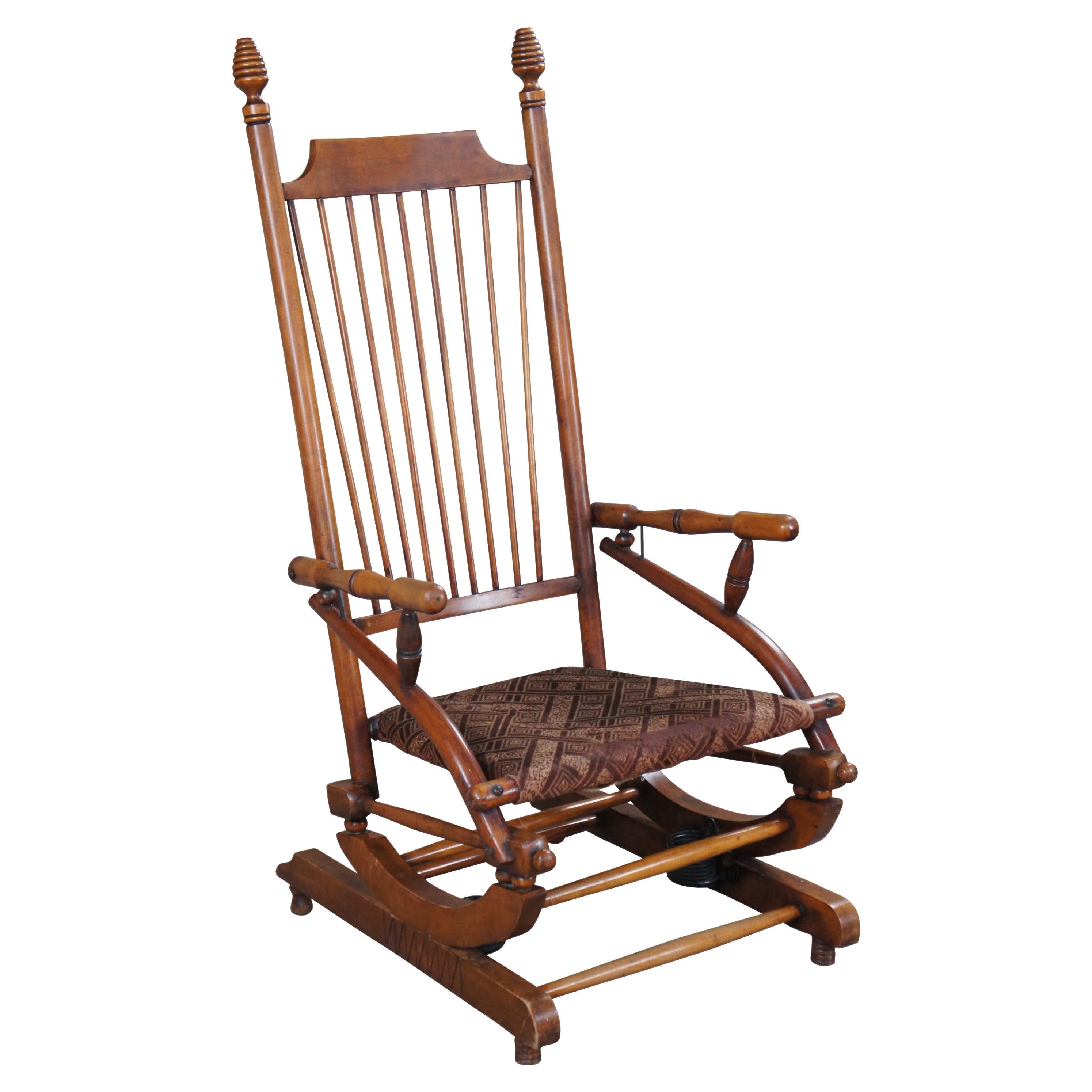 Antique Victorian Aesthetic Movement Oak Platform Rocking Chair Rocker Beehive