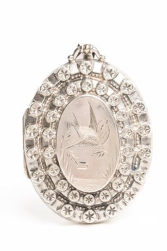 Antique Victorian Aesthetic Movement Sterling Silver Bird Locket