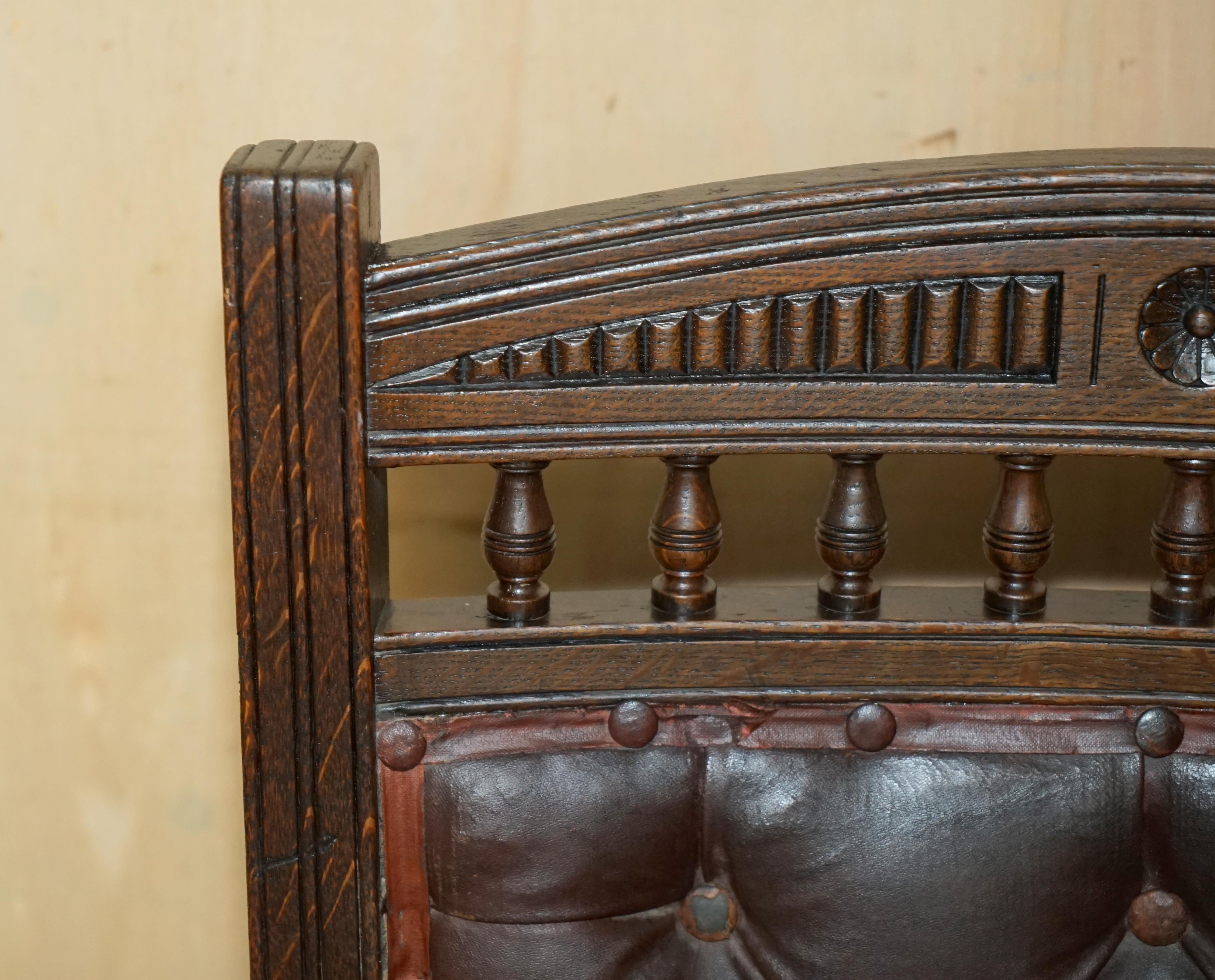 Hand-Crafted ANTiQUE VICTORIAN AESTHETIC MOVEMENT STYLE LEATHER ARMCHAIR FOR RESTORATION For Sale