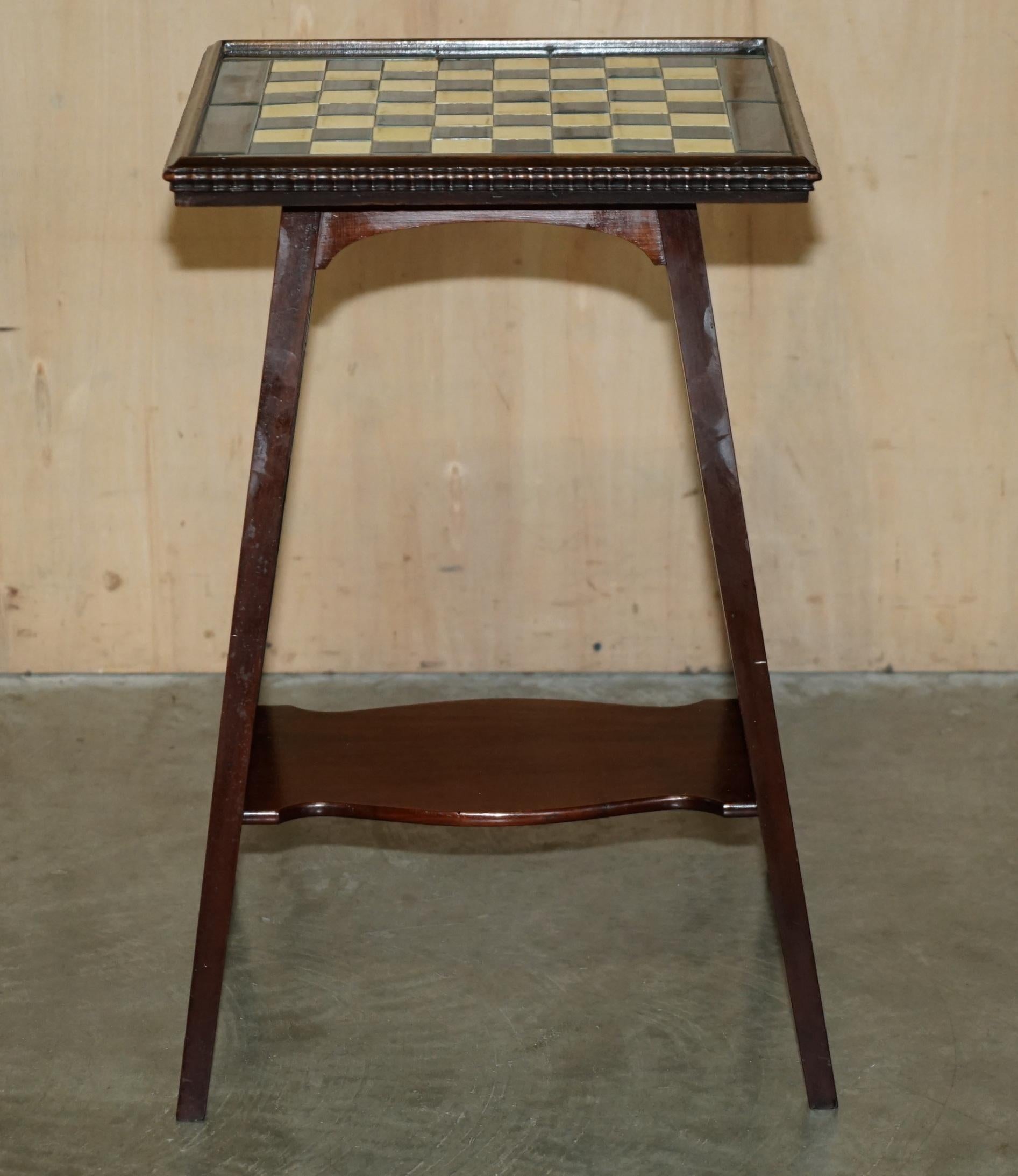 Aesthetic Movement ANTIQUE VICTORIAN AESTHETIC MOVEMENT STYLE TiLED TOP CHESSBOARD CHESS TABLE For Sale