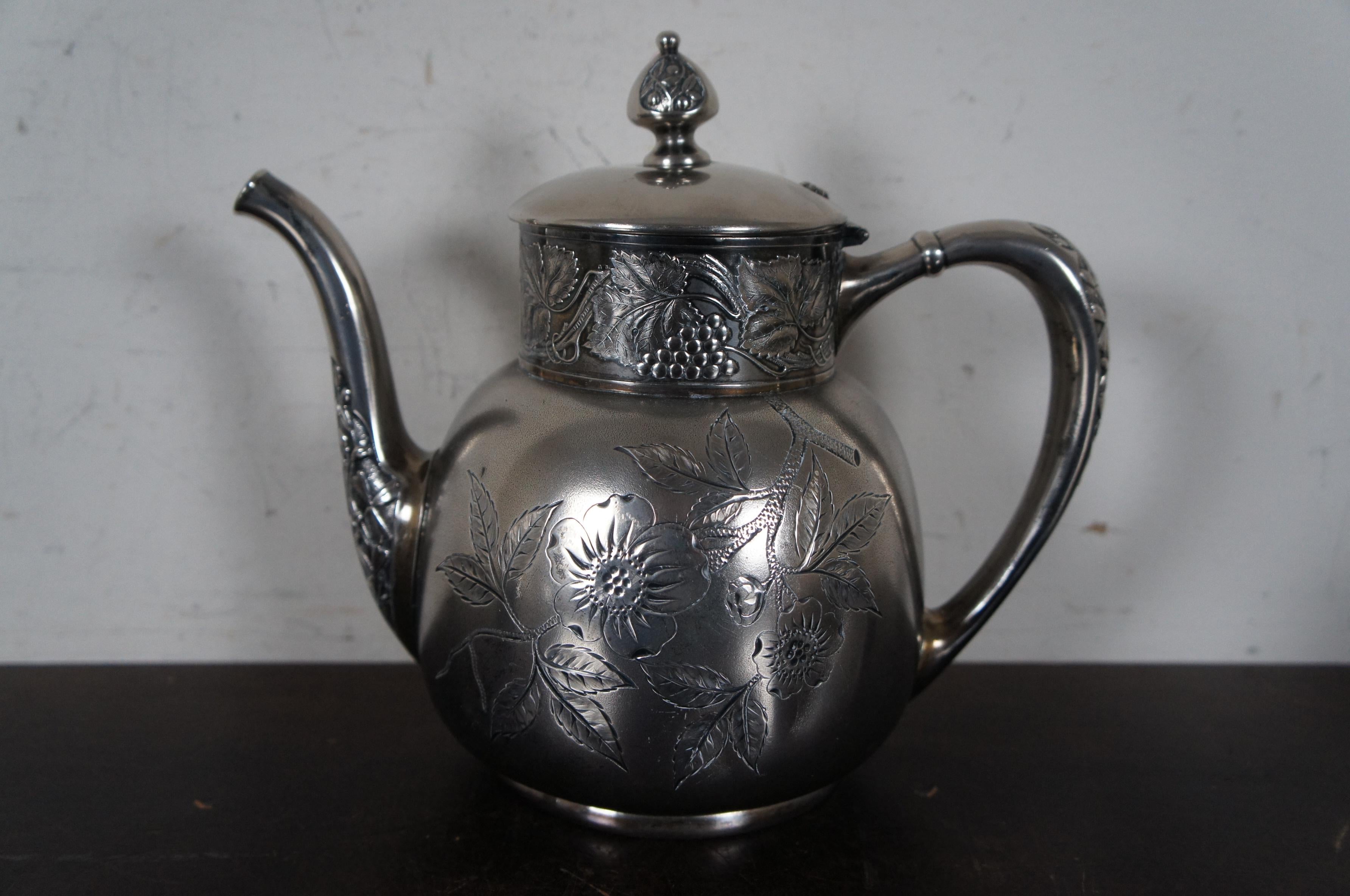 quadruple plate silver teapot