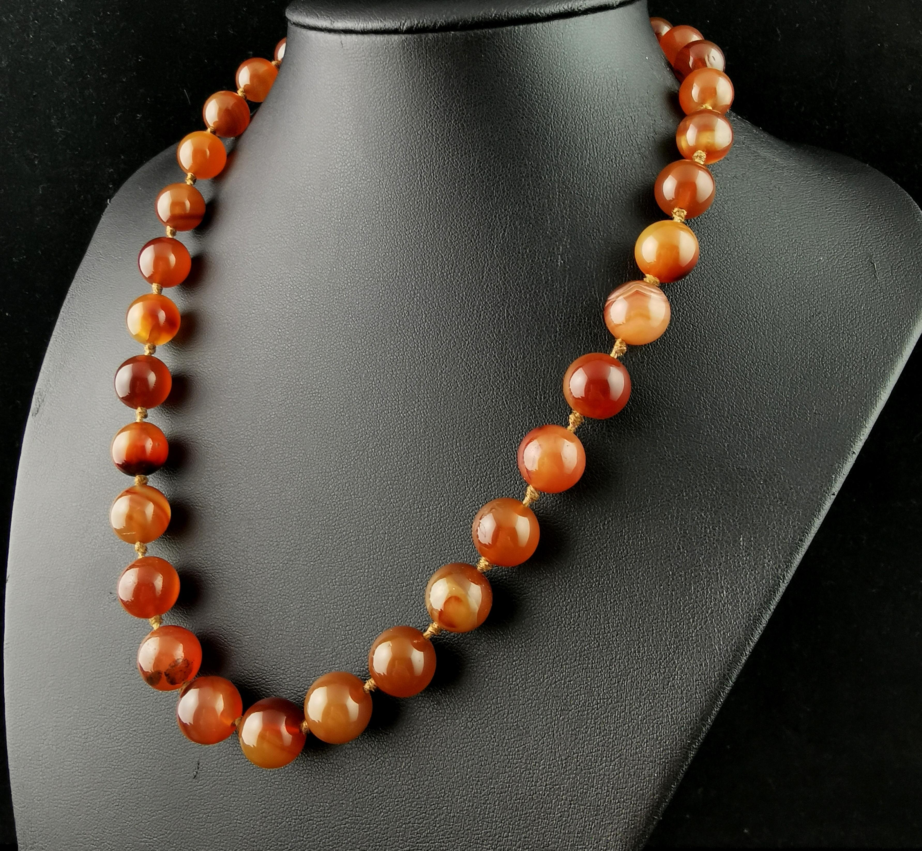 Bead Antique Victorian Agate bead necklace, Carnelian 
