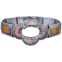 Antique Victorian Agate Scottish Bracelet Silver, circa 1860
