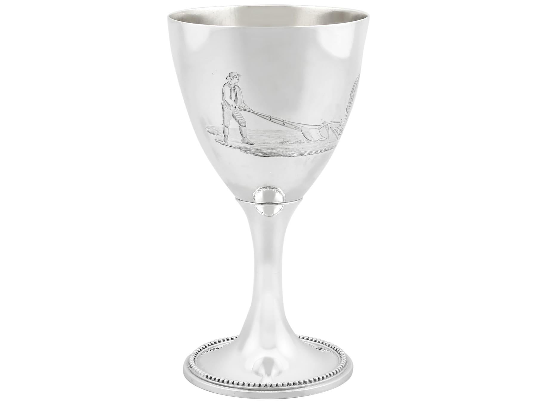 Victorian Agricultural Sterling Silver Goblet In Excellent Condition For Sale In Jesmond, Newcastle Upon Tyne