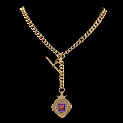 Antique Victorian Albert Chain Gold-Plated Silver Necklace, circa 1900