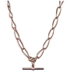 Antique Victorian Albert Chain 9 Carat Rose Gold Link Necklace, circa 1900