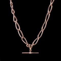 Antique Victorian Albert Chain 9 Carat Rose Gold Link Necklace, circa 1900