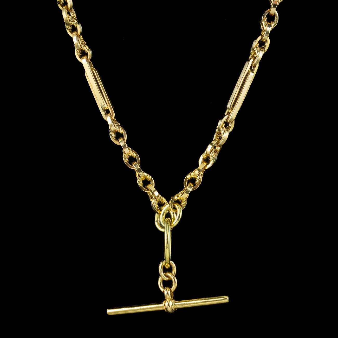 Antique Victorian Albert Chain Necklace 9ct Gold In Good Condition In Kendal, GB