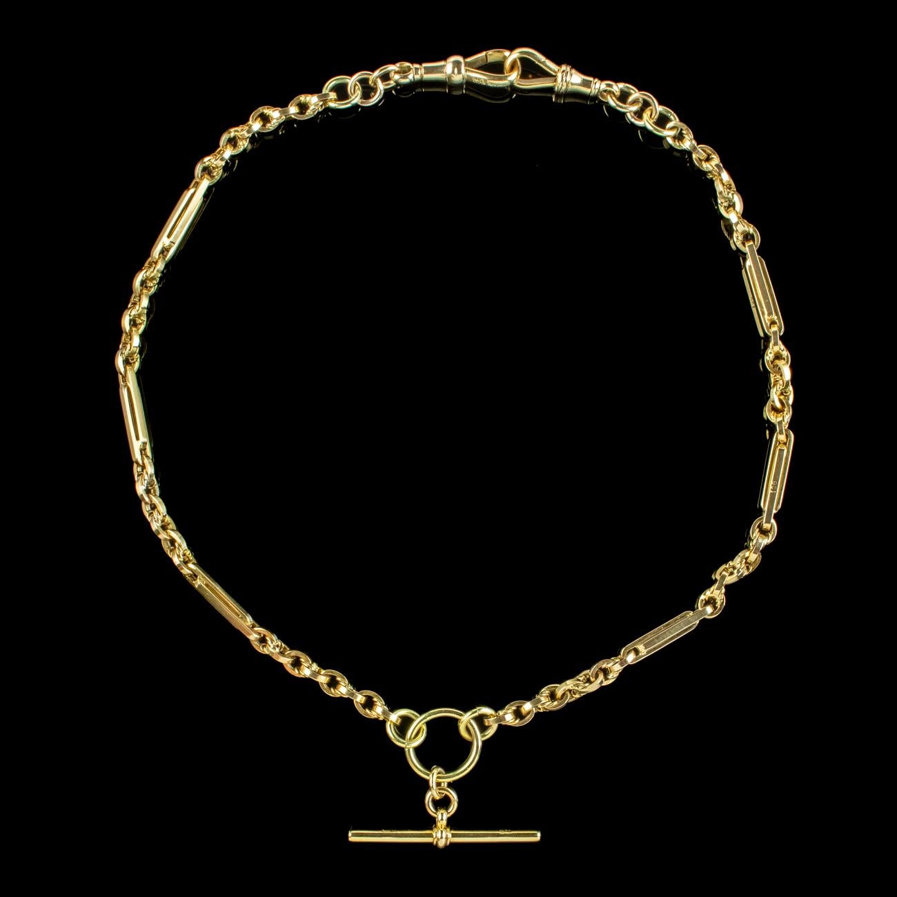 Women's or Men's Antique Victorian Albert Chain Necklace 9ct Gold