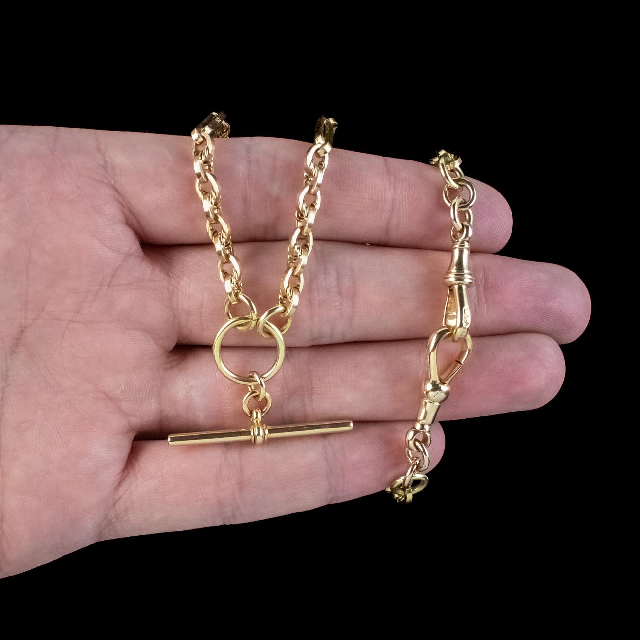 Antique Victorian Albert Chain Necklace 9ct Gold 3