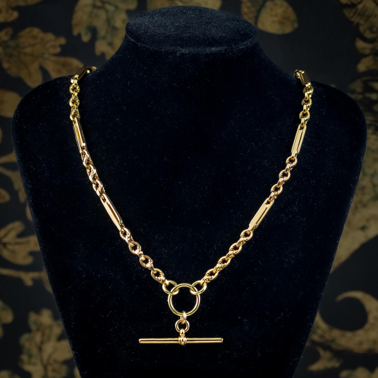 Antique Victorian Albert Chain Necklace 9ct Gold 4