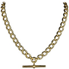 Antique Victorian Albert Chain Necklace, circa 1880 18 Carat Gold on Silver Antique Victorian Albert Chain Necklace, circa 1880 18 Carat Gold on Silver