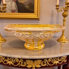 Antique Victorian Amber Cut-to-Clear Crystal Art Glass Bowl